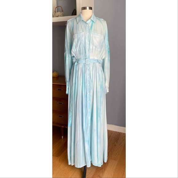 floryday Dresses & Skirts - Floryday Shirt Collar Tie Dye Maxi Shirt Dress